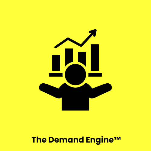 The Digital Takeover&trade;  The Demand Engine&trade; growth system icon with a person and rising data chart.