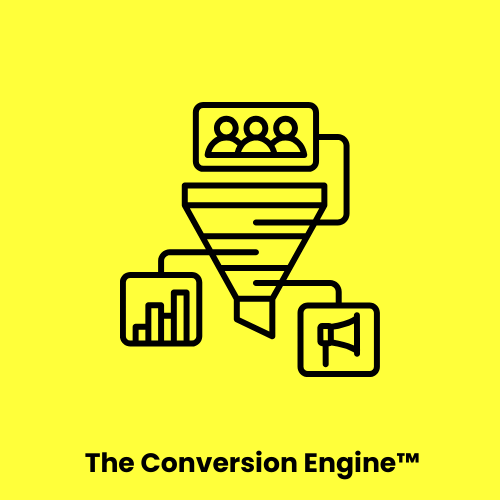The Digital Takeover&trade;  The Conversion Engine&trade; sales funnel icon connecting marketing and analytics.