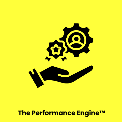 The Digital Takeover&trade; The Performance Engine&trade; customer success and retention optimization icon with gears.