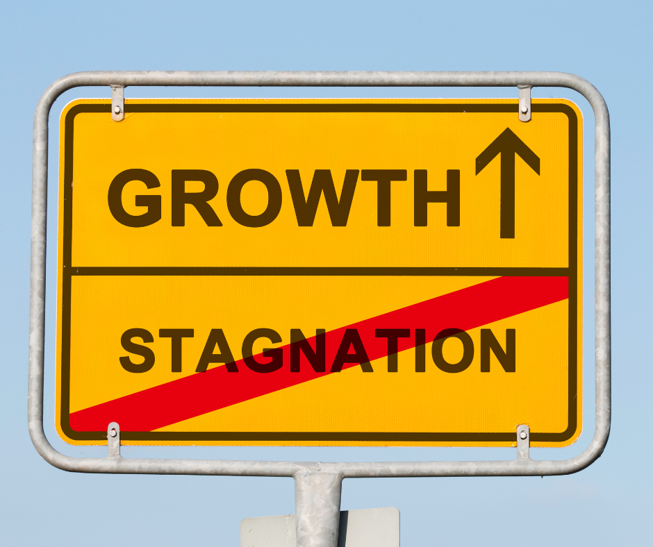 Urban growth direction concept showing escape from agency growth stagnation